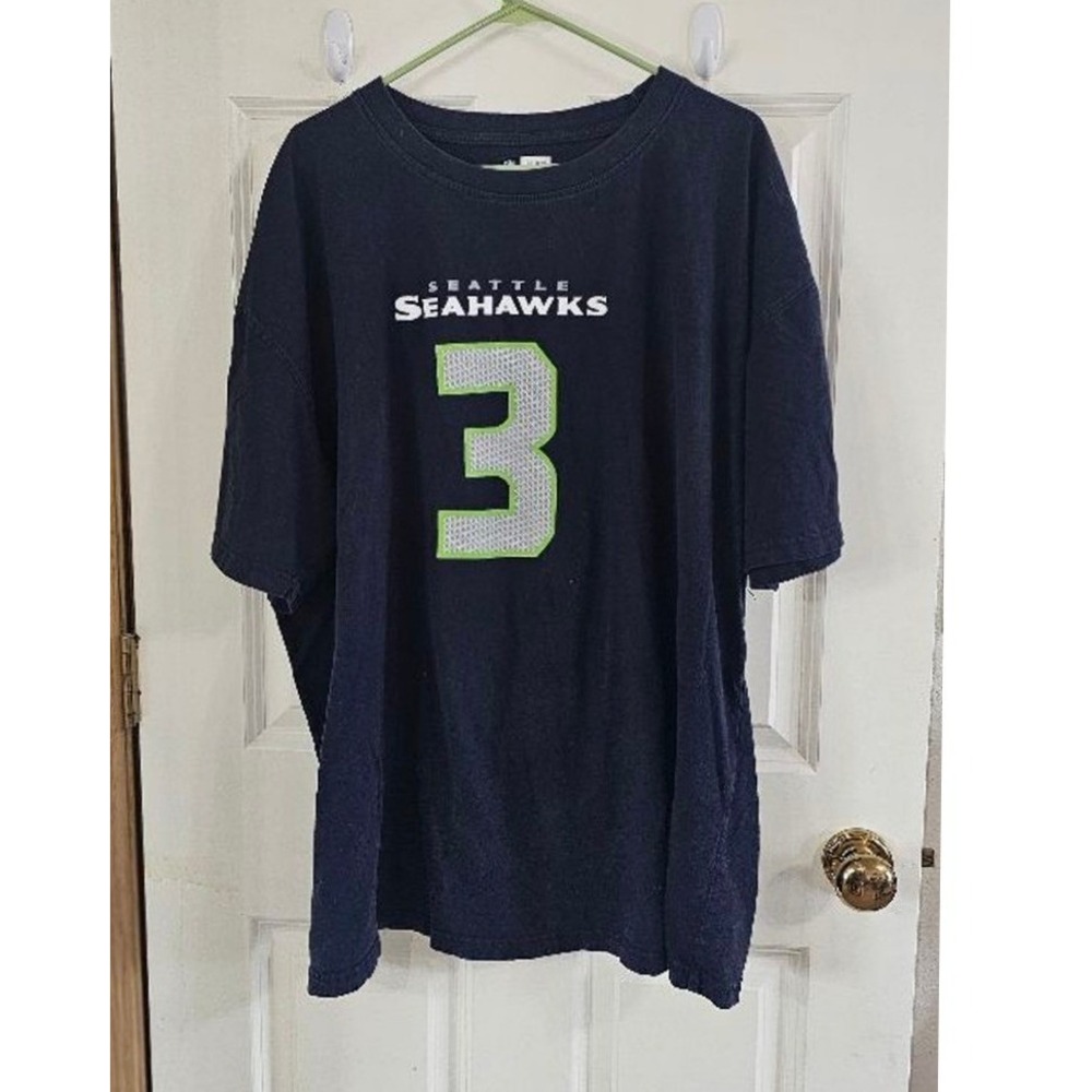 Men's NFL Team Apparel Navy Blue Seattle Seahawks Wilson 3XL Jersey